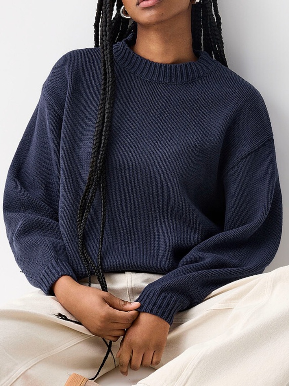 Pink rose navy blue sweatshirt